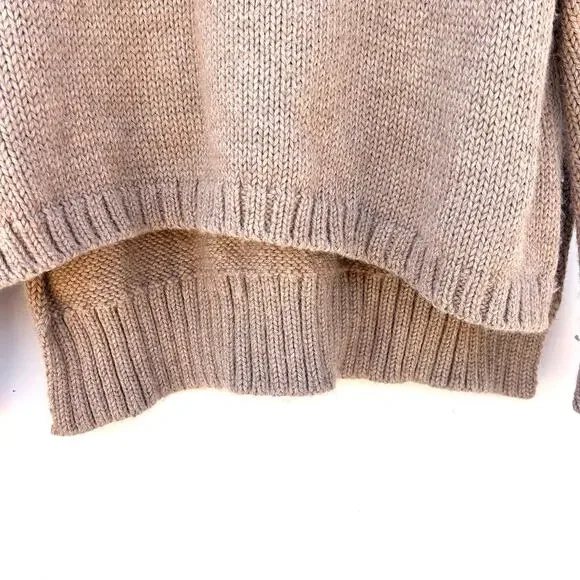 Shaina Mote Baby Alpaca Knit Oversized Slouchy Turtleneck Sweater Tan Small - Picture 6 of 8